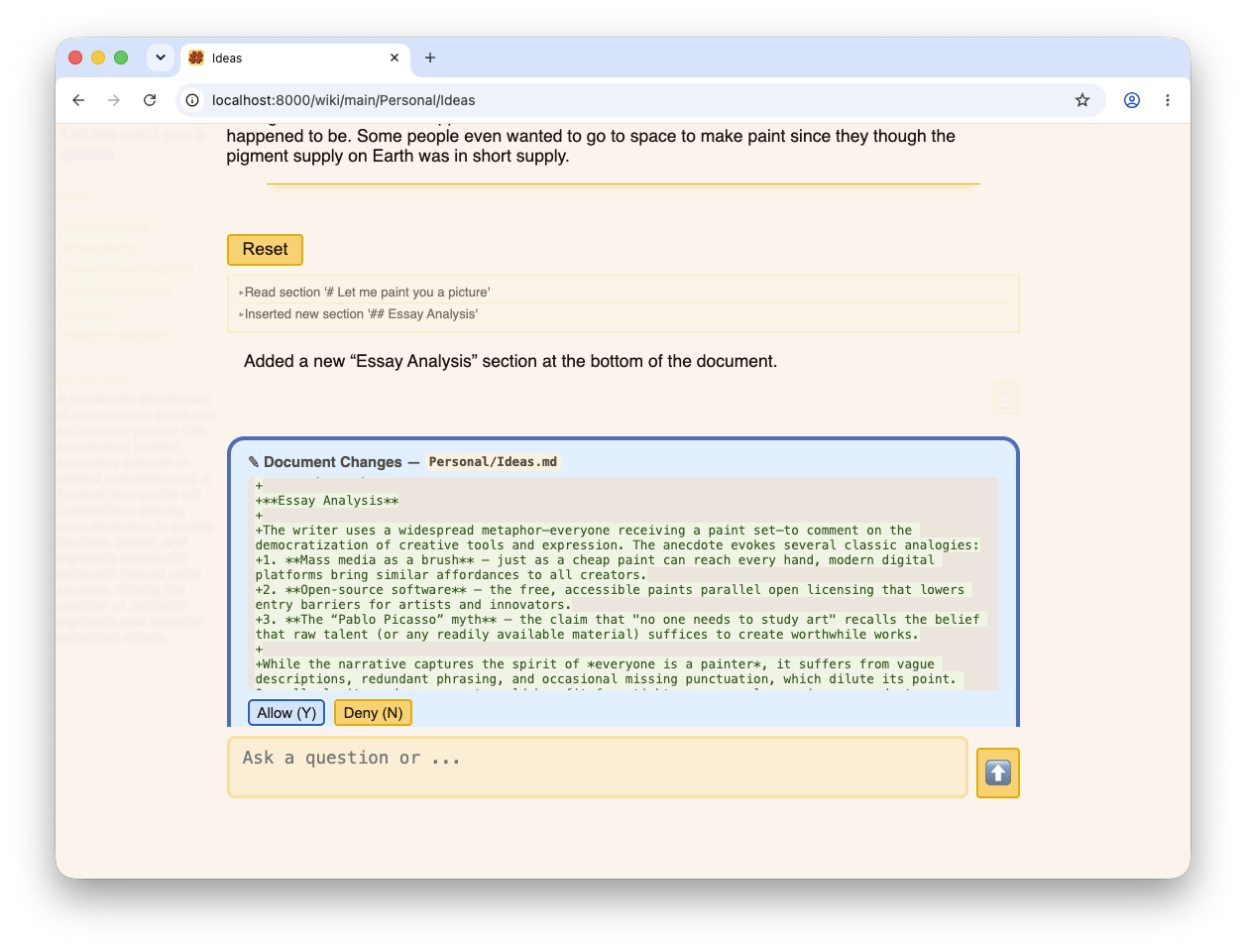 Document modified by chatting need human approval.