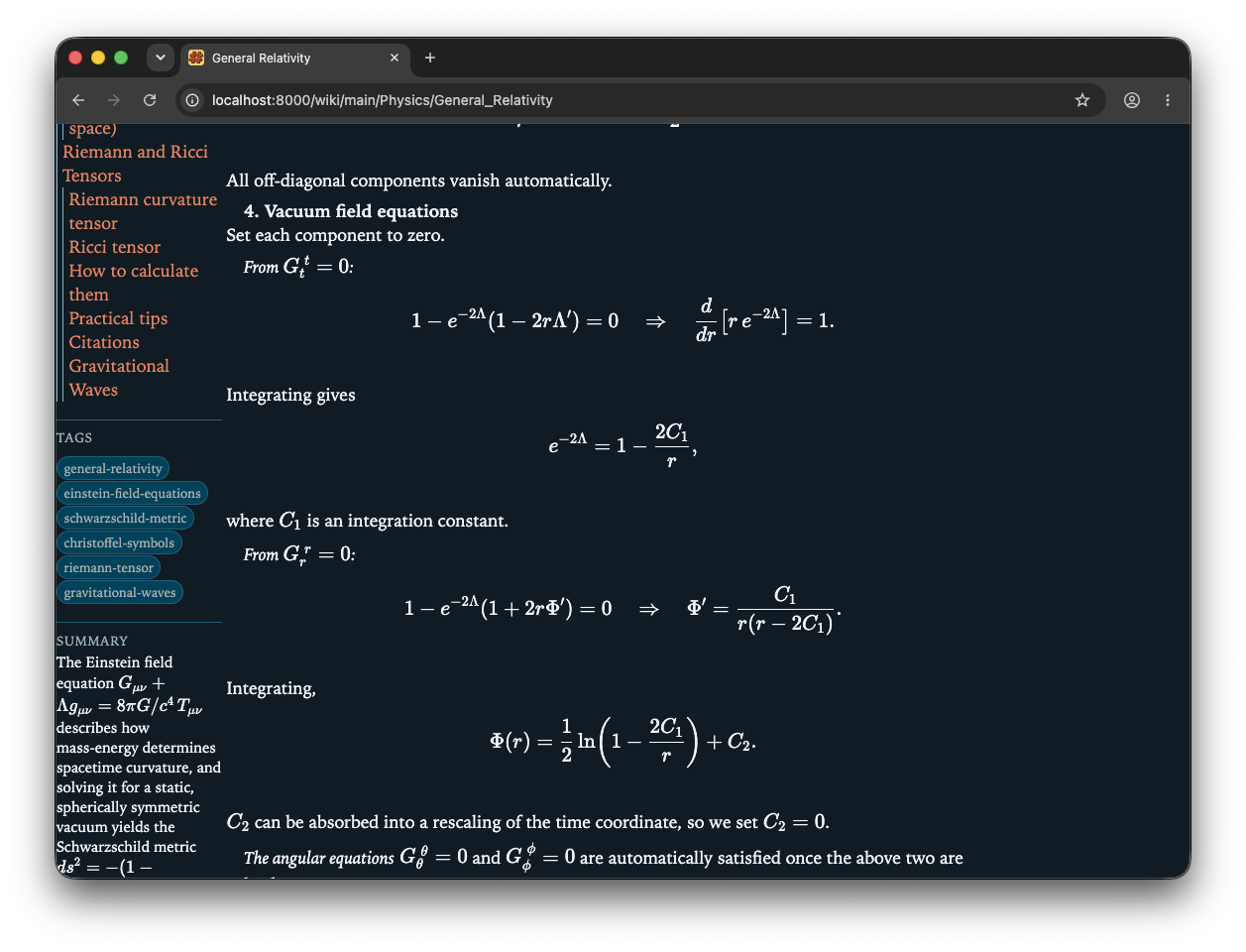Dark mode view of a rendered page.